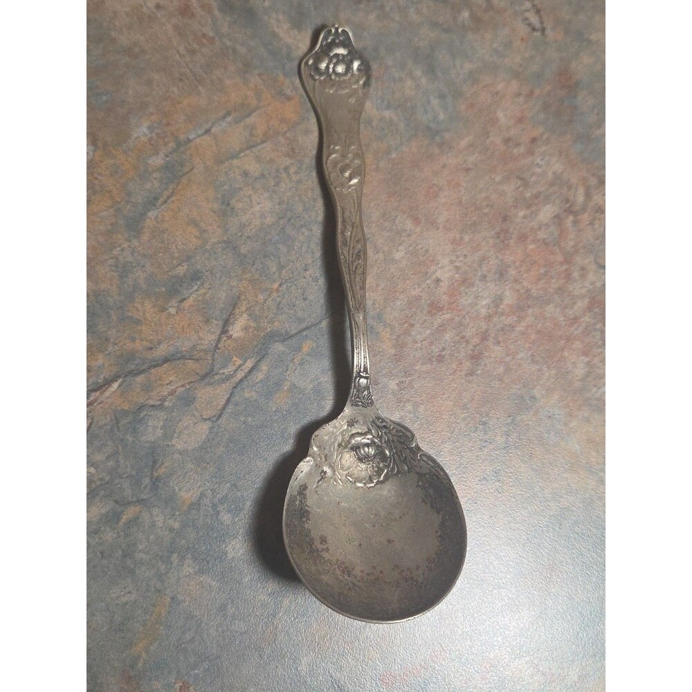 Antique 8 7/8" SILVERPLATE Solid Smooth BERRY/CASSEROLE SPOON POPPY II R&B 1914